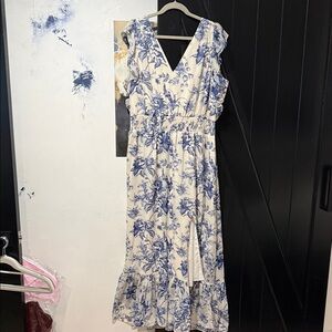 Express Blue and White Floral Maxi Dress